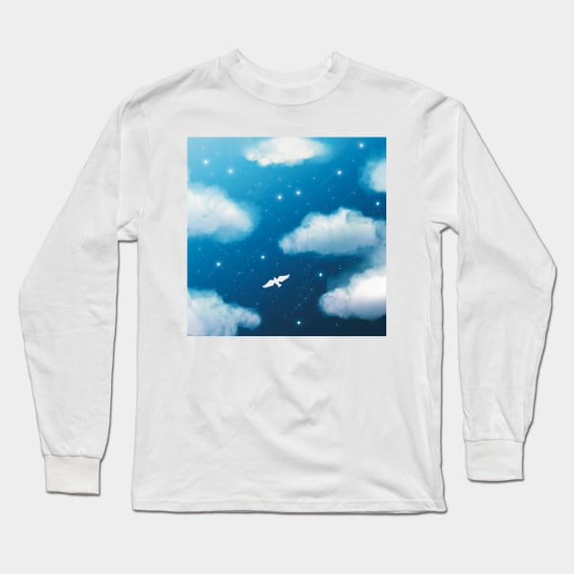 Beautiful Blue Night Sky Long Sleeve T-Shirt by mil.creates